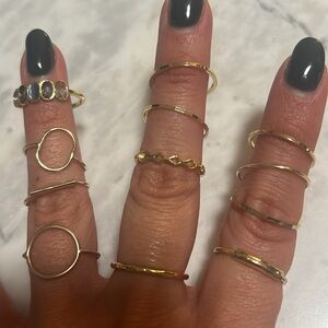 Set of 12 Gold Rings